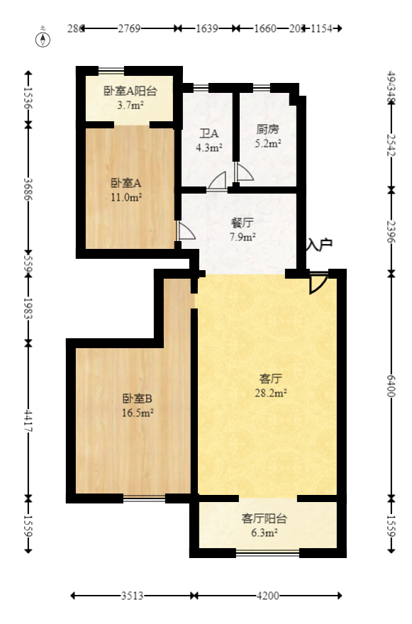 新诚小区  2室2厅1卫   65.00万室内图1