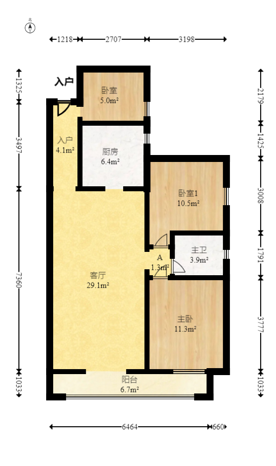 和悦城(蟠龙景苑)  3室2厅1卫   58.00万室内图1