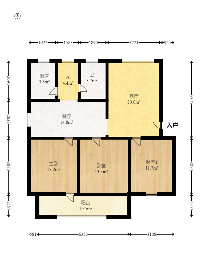 湖南省农业厅 3室2厅1卫 142.0万 湖南省农业厅 3室2厅1卫 142.0万户型图