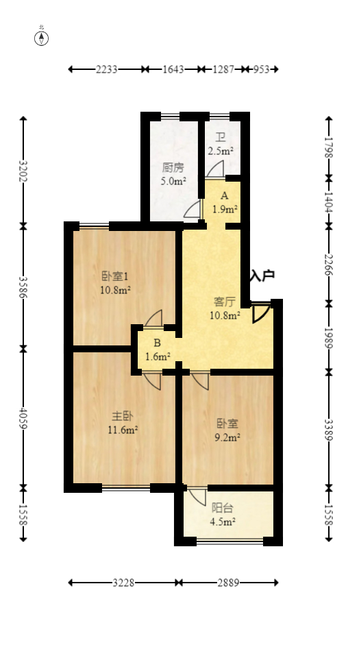 新兴小区（杨家山社区）  2室2厅1卫   46.00万室内图1