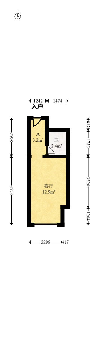 建安像素汇  1室1厅1卫   16.80万室内图1