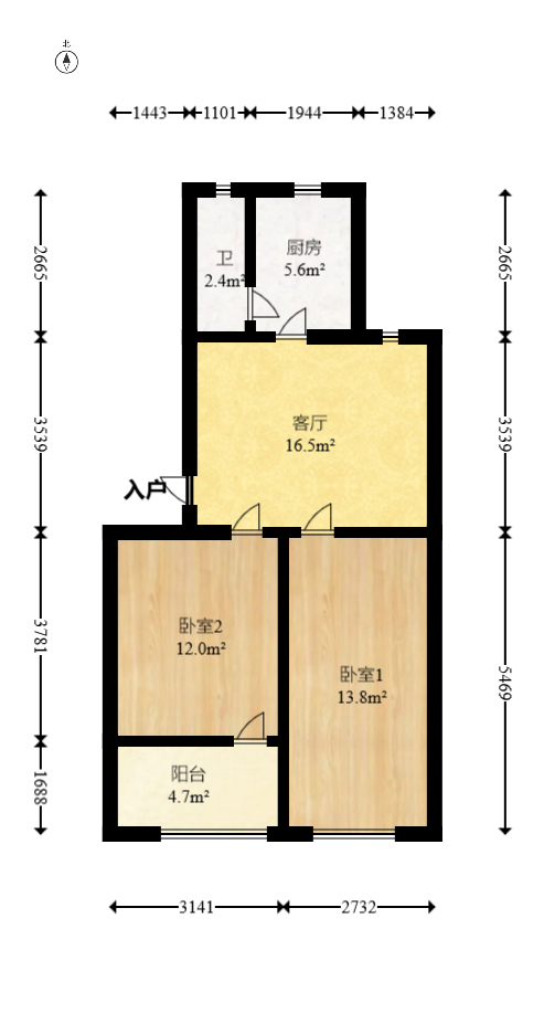 阀门厂宿舍  2室1厅1卫    38.8万 阀门厂宿舍  2室1厅1卫    38.8万户型图