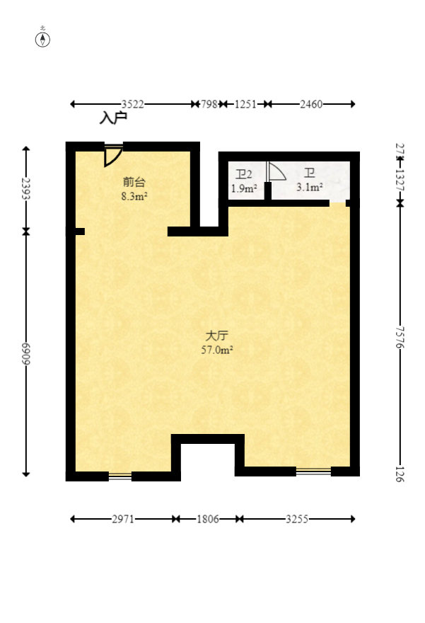 奥克斯缔壹城  1室1厅1卫   31.00万室内图1