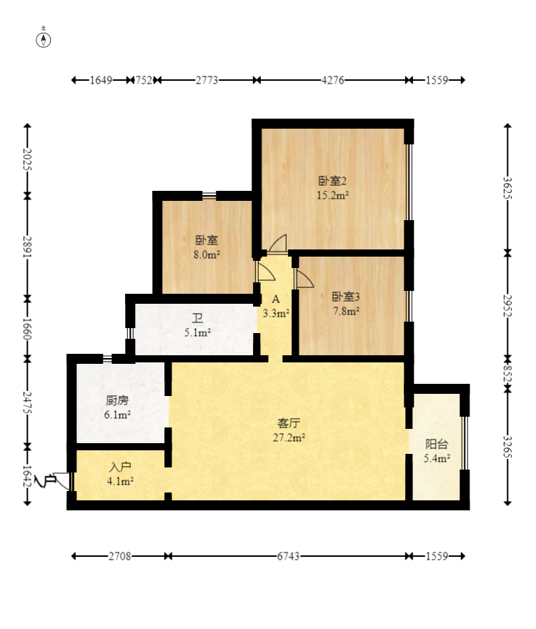 莱茵城  3室2厅1卫   79.80万室内图1