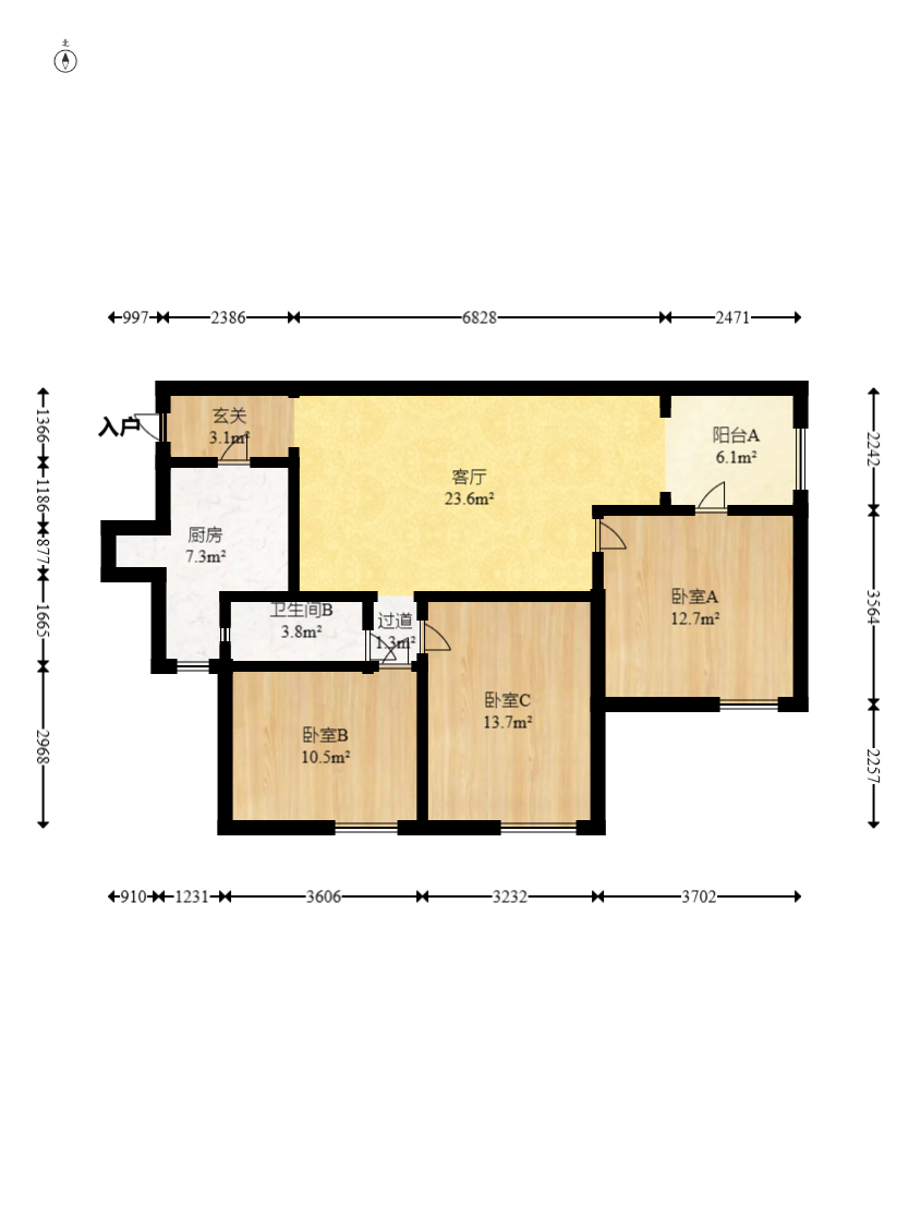 欧园  3室2厅1卫   114.80万室内图1