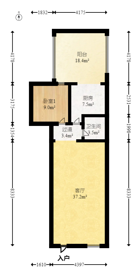 盈峰翠邸  3室2厅2卫   105.00万室内图1