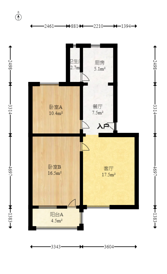 省水院宿舍  3室1廳1衛(wèi)    75.0萬室內(nèi)圖1