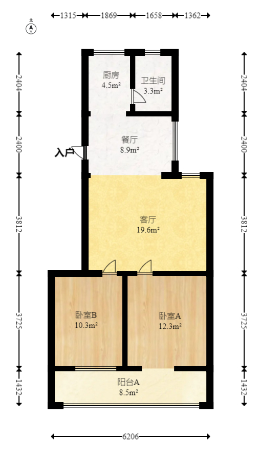 省水院宿舍  2室2厅1卫   85.00万室内图1