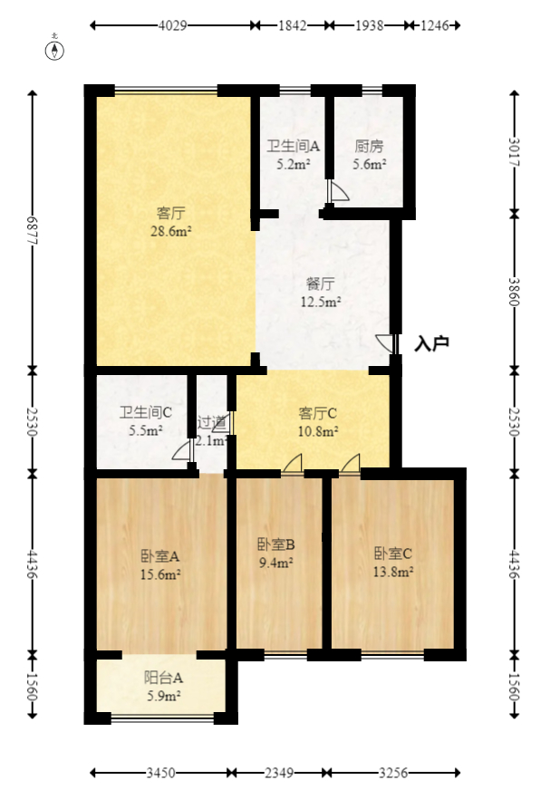 森宇佳园  3室2厅2卫   99.00万室内图1