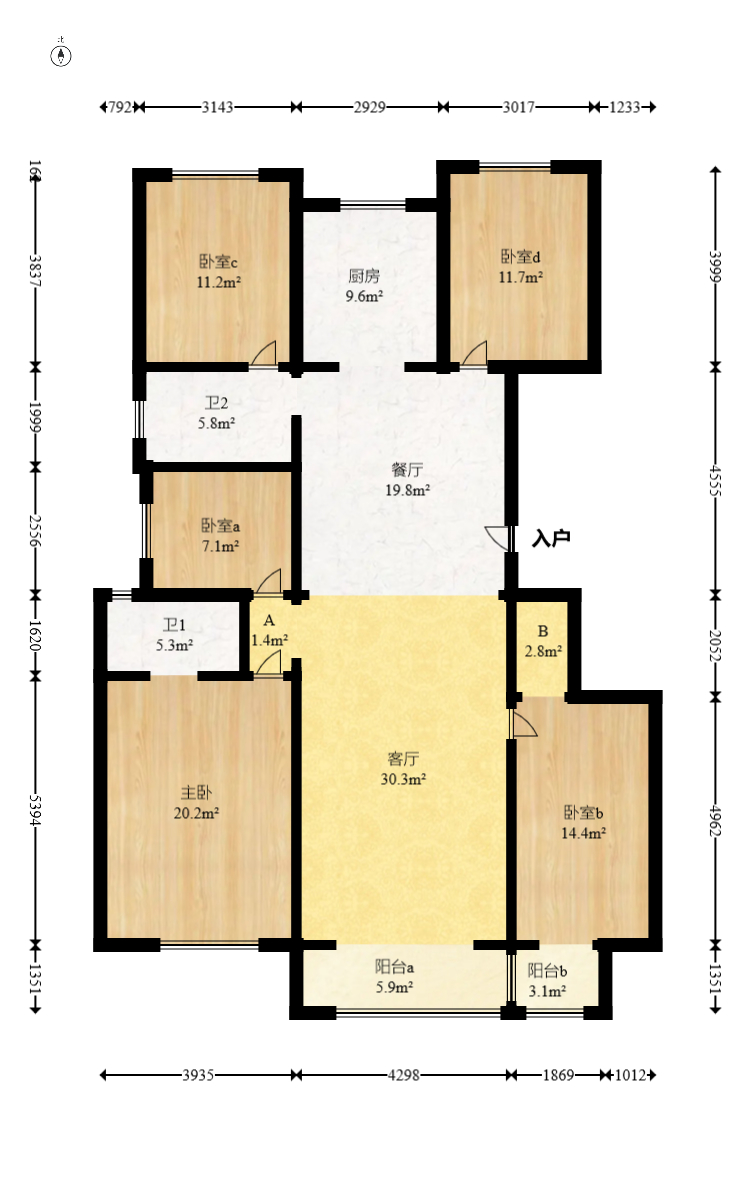 大汉汉园  4室2厅2卫   130.00万室内图1