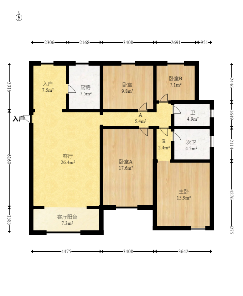 香槟小镇(香槟花苑) 4室2厅1卫 73.8万 香槟小镇(香槟花苑) 4室2厅1卫 73.8万户型图
