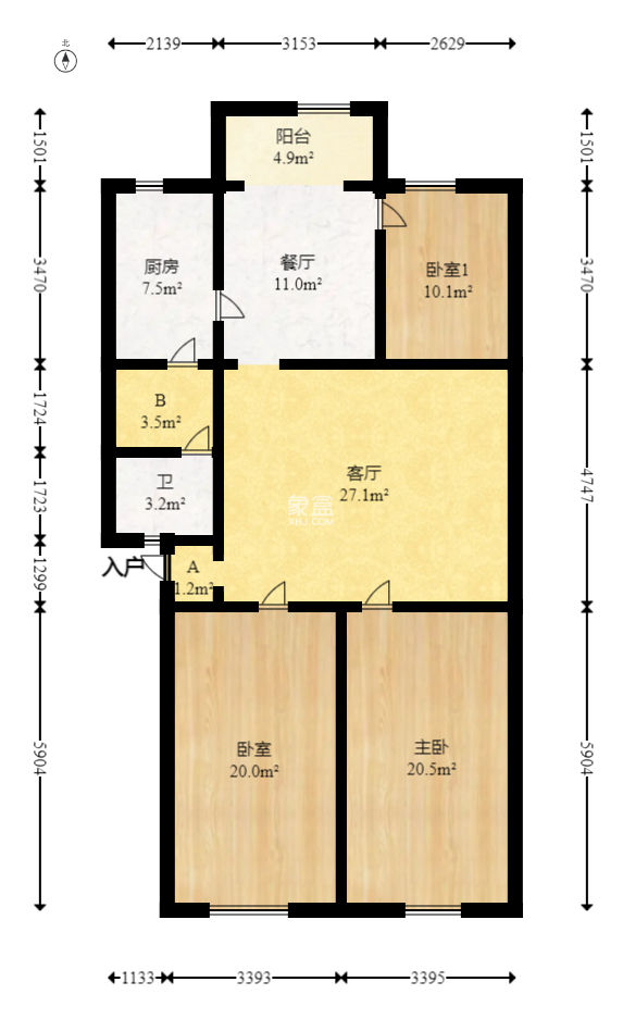 大有商住楼  3室2厅2卫   55.00万