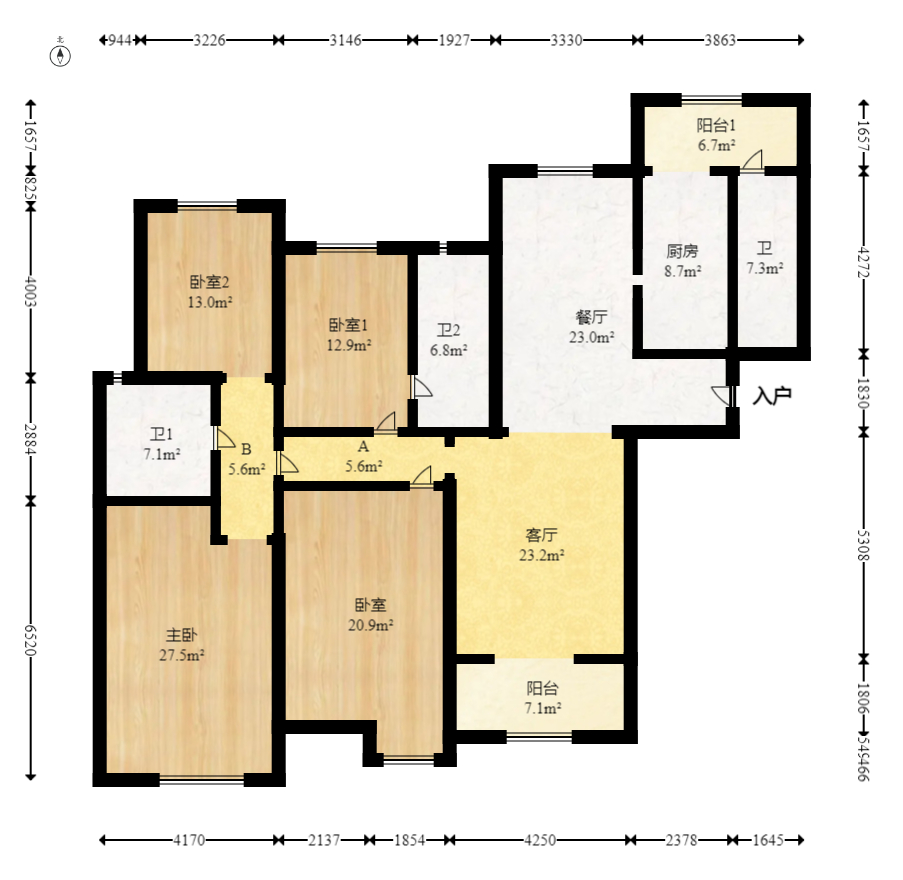 三一街区  5室2厅3卫   138.00万室内图1