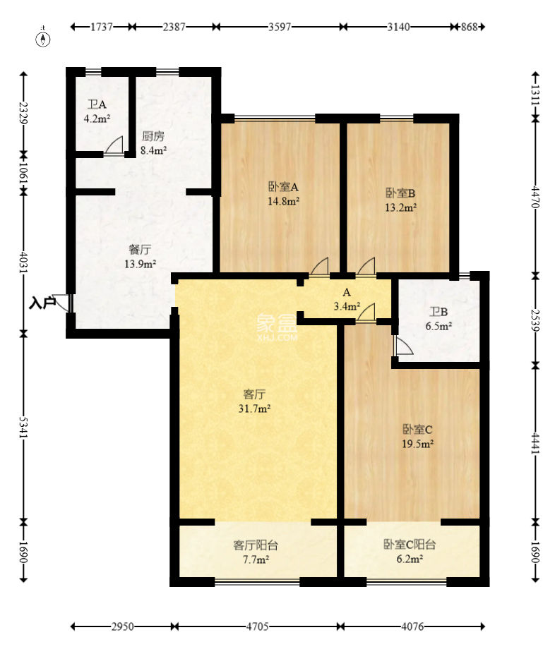 八方小区C区  3室2厅2卫    540.0万