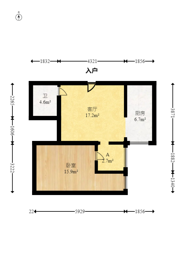 共和世家  1室1厅1卫   58.80万室内图1