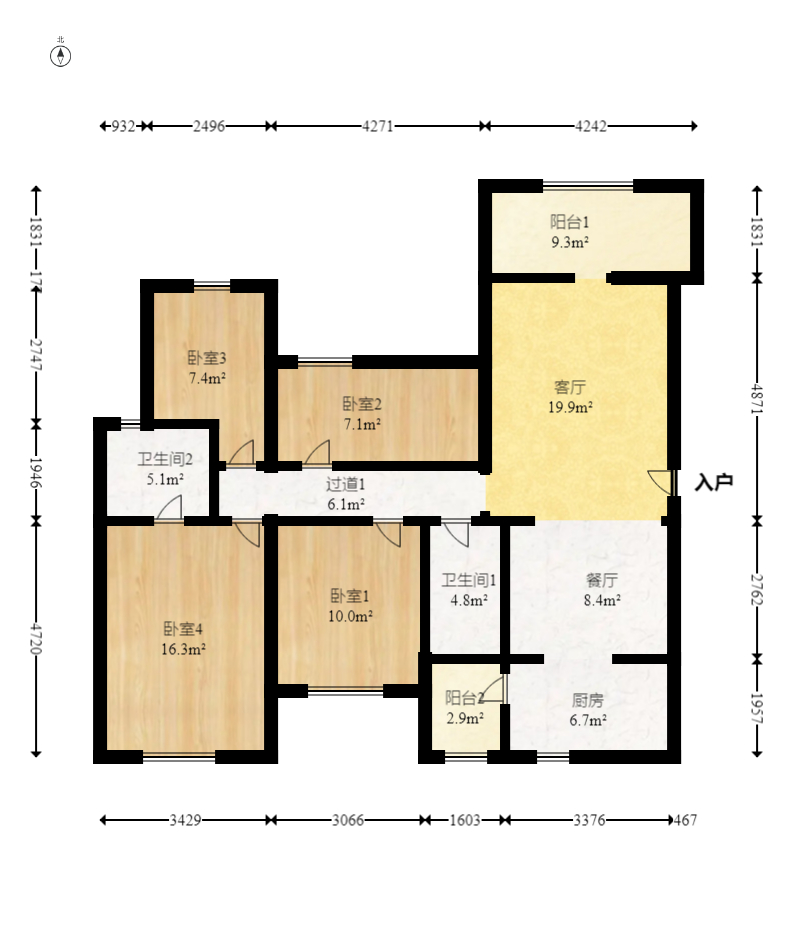勤诚达境界城 4室2厅2卫 95.0万 勤诚达境界城 4室2厅2卫 95.0万户型图