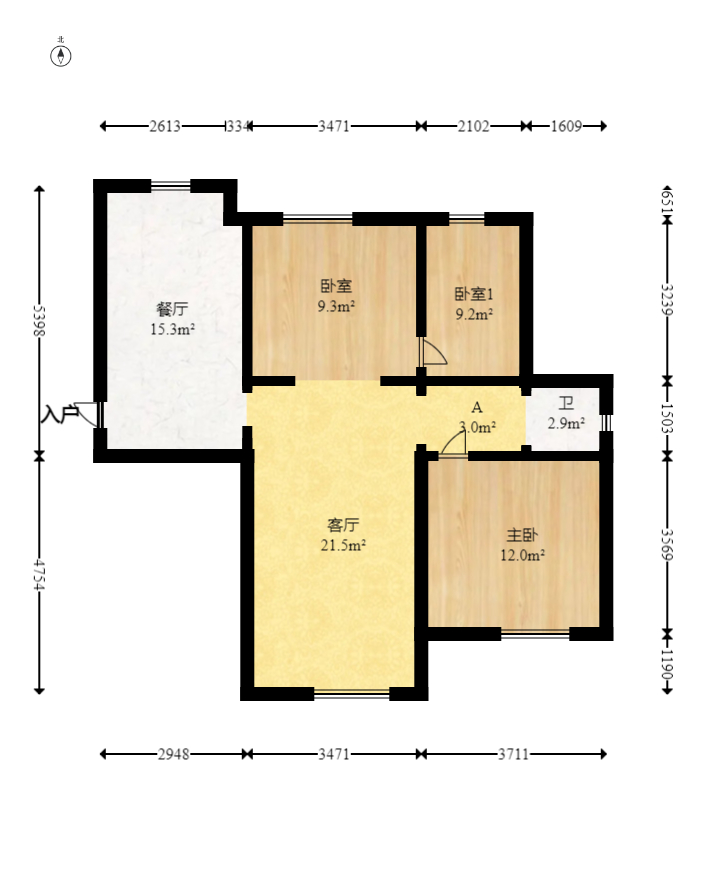 荣盛花语城  3室2厅1卫   58.80万室内图1