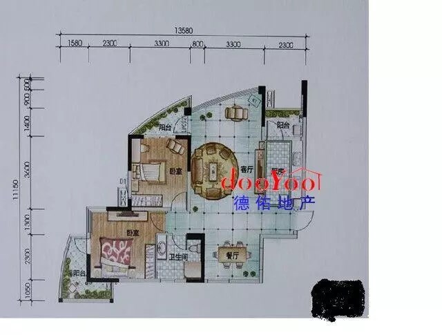 鲁能三亚湾美丽MALL  2室1厅2卫   420.00万客厅