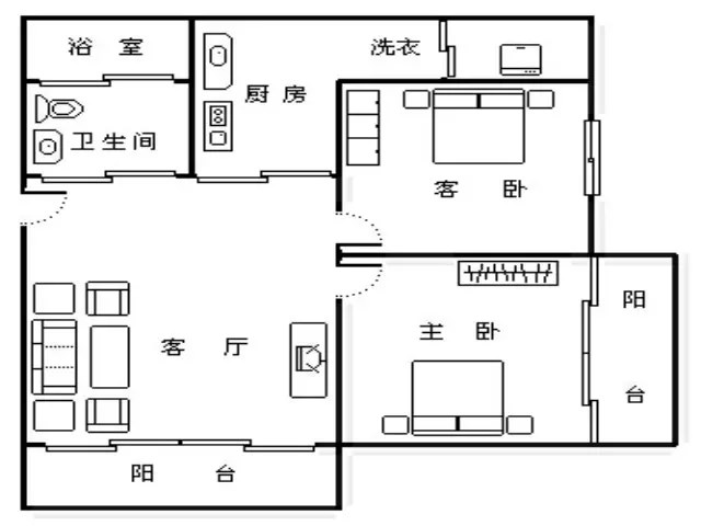 昌达新世纪花园  2室2厅1卫   280.00万客厅