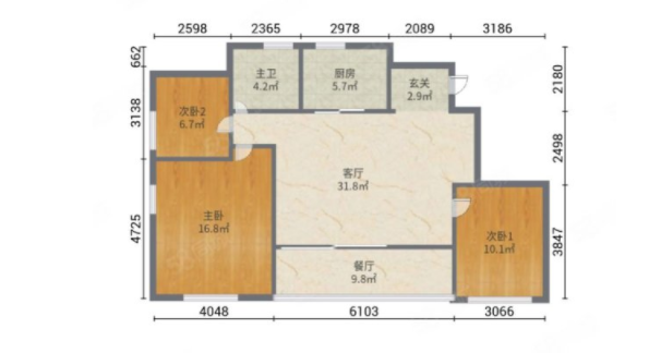 三亚星域  3室2厅1卫   280.00万