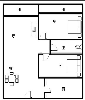 风华海月公寓  2室1厅1卫   280.00万