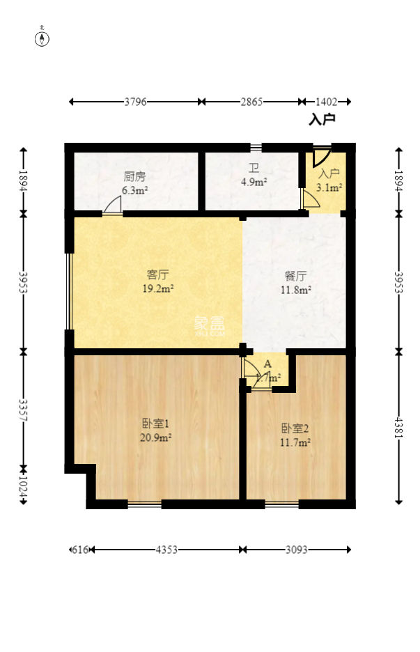 东怡外国（南湖一号)  1室1厅1卫    125.0万