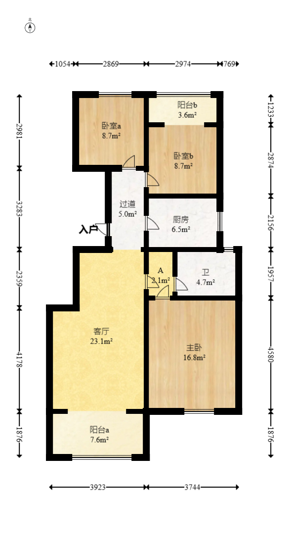 澳海望洲府  3室2厅1卫   73.00万室内图1
