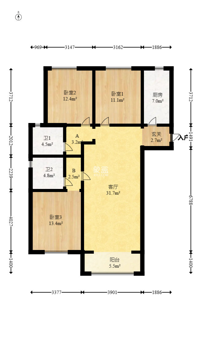 龙湖璟宸原著（龙湖紫宸）  3室2厅2卫    88.0万