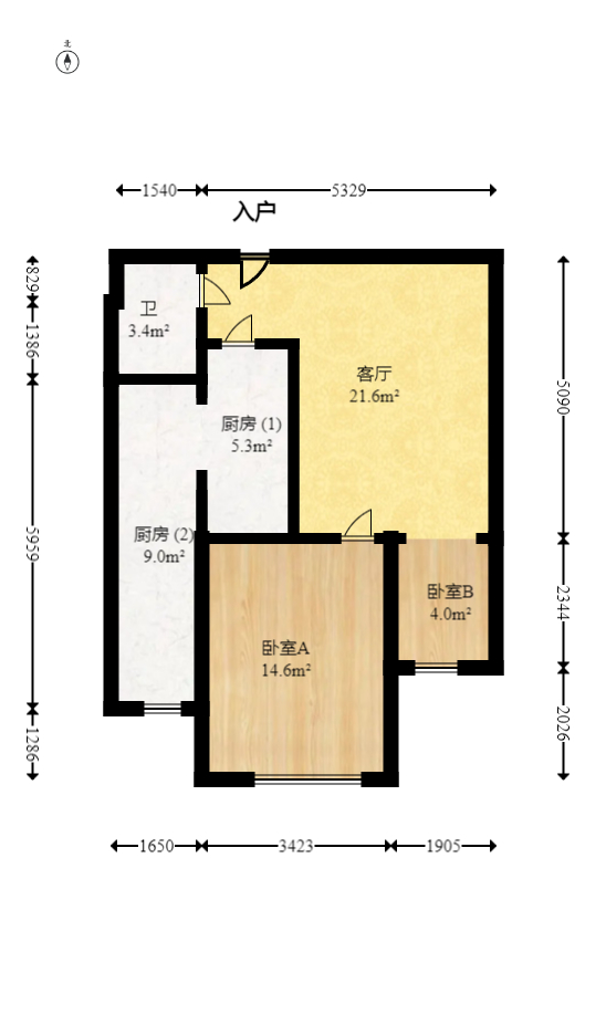 红公馆（前程丽景大厦）  2室1厅1卫   43.80万室内图1
