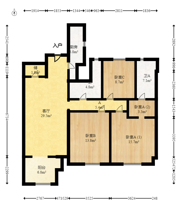 梅溪湖金茂府（金茂广场）（金茂览秀城）  3室2厅2卫   248.00万室内图1