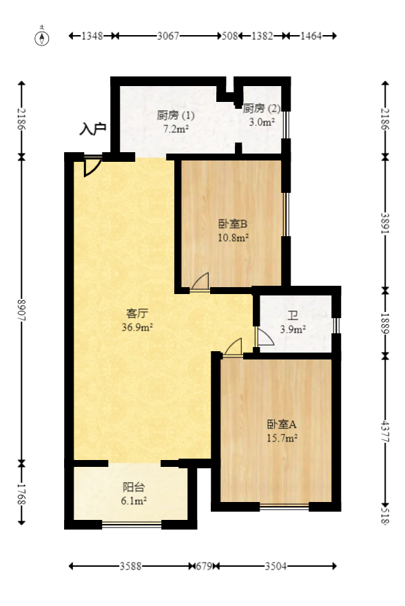 高信向日葵 2室2厅1卫 88.0万 高信向日葵 2室2厅1卫 88.0万户型图
