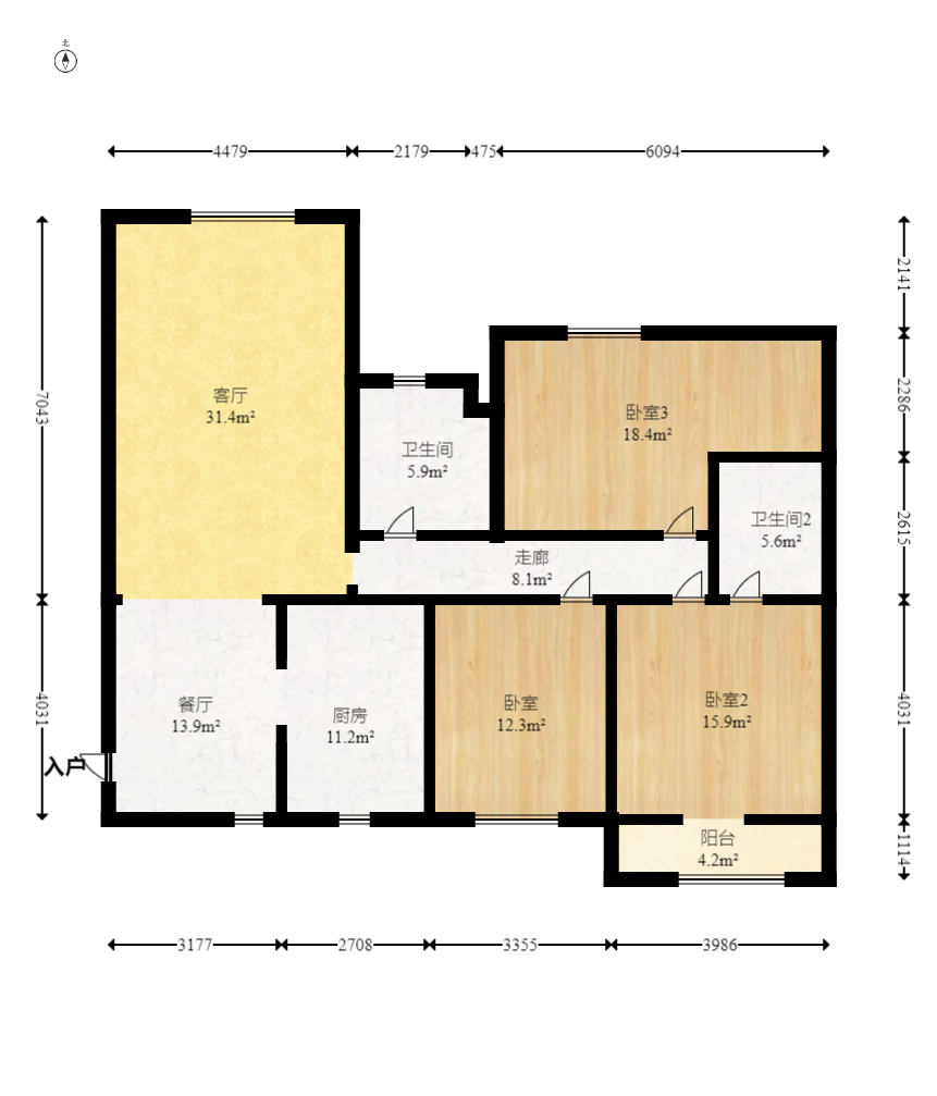紫云阁 3室2厅2卫 69.8万 紫云阁 3室2厅2卫 69.8万户型图