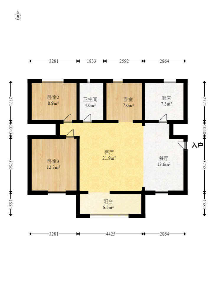 中国铁建国际城二期 3室2厅1卫 46.5万 中国铁建国际城二期 3室2厅1卫 46.5万户型图