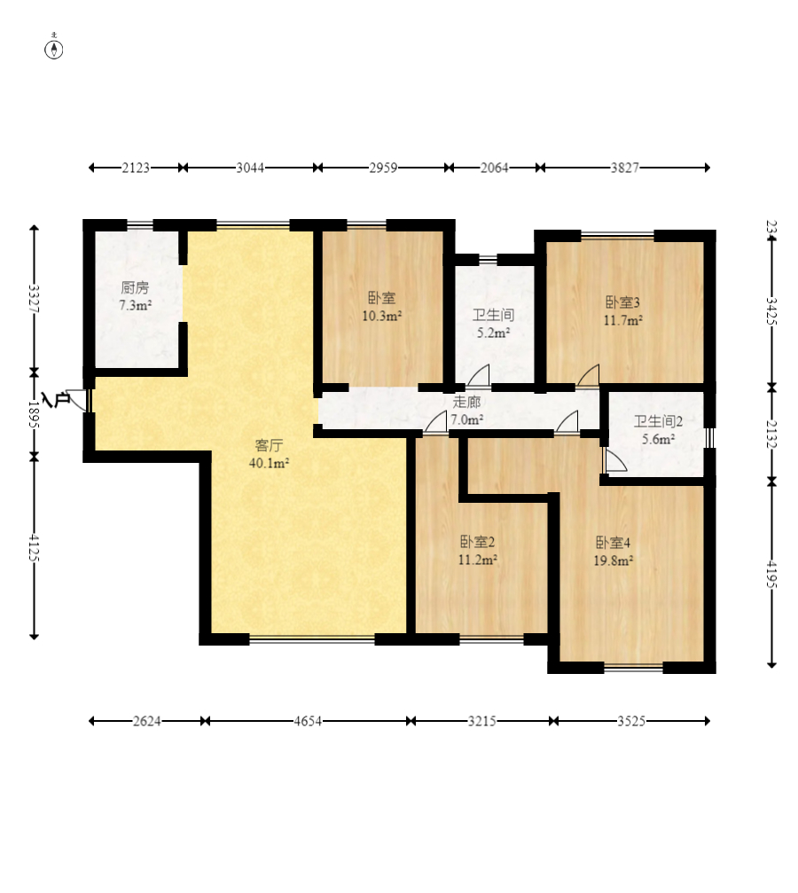 辉宏橄榄城  4室2厅2卫    83.0万 辉宏橄榄城  4室2厅2卫    83.0万户型图