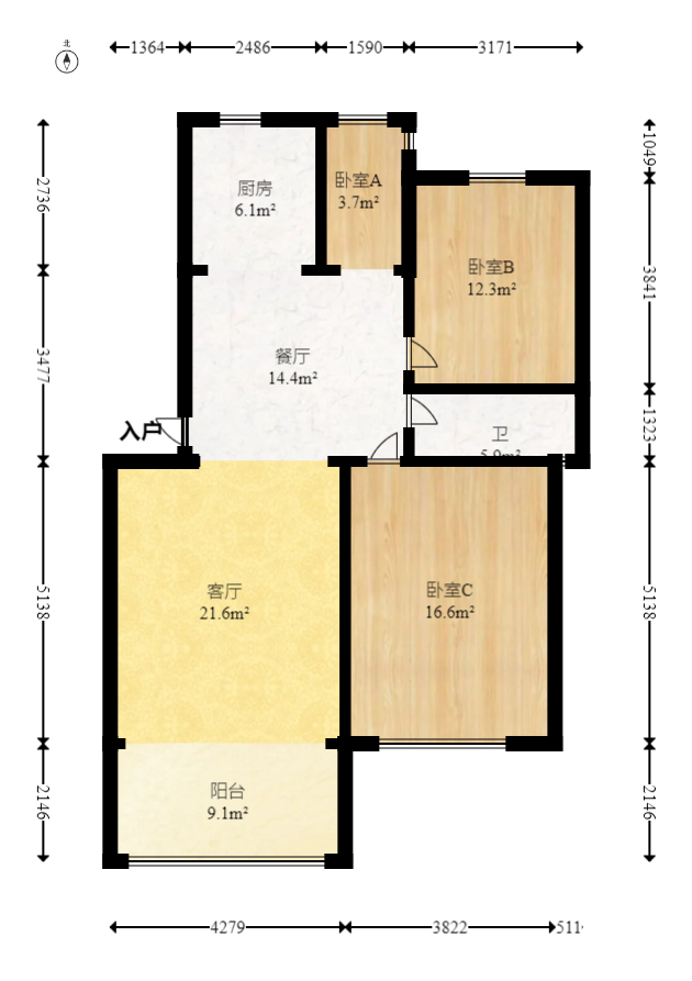 凯富嘉园  2室2厅1卫    26.0万 凯富嘉园  2室2厅1卫    26.0万户型图