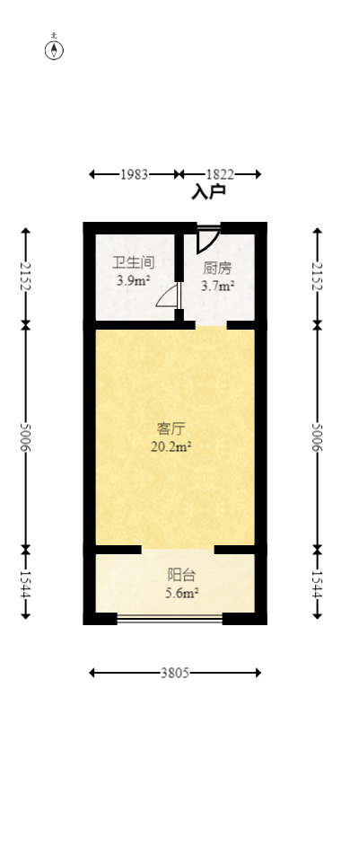 花漾年华（桂花园）  1室1厅1卫   34.50万室内图1