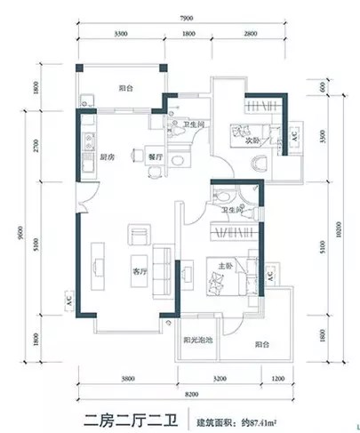 凤凰水城  2室2厅2卫   275.00万客厅