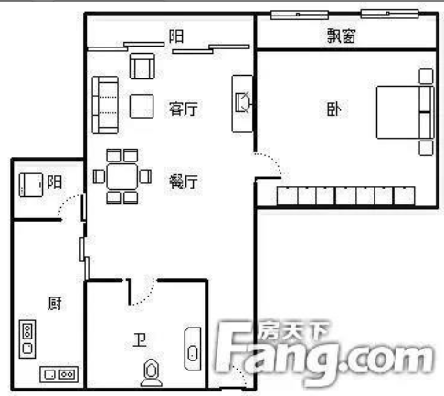 半岛龙湾  1室2厅1卫   210.00万客厅