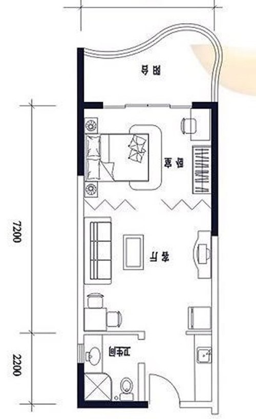 美丽新海岸  1室1厅1卫   162.00万客厅