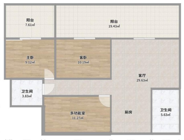 鸿坤山海墅  3室2厅2卫   265.00万客厅