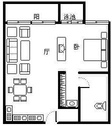 凤凰水城  1室1厅1卫   145.00万客厅