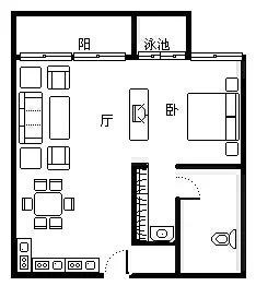 凤凰水城  1室1厅1卫   145.00万客厅