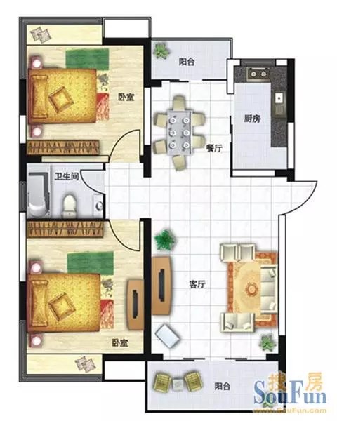 揽海听涛  2室2厅1卫   240.00万客厅