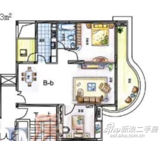 蓝海豪苑  2室1厅1卫   330.00万客厅