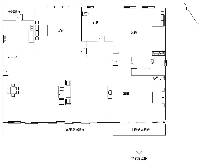 兰海花园三期  3室2厅2卫   10000.00元/月室内图