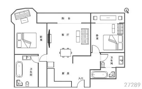 公主郡一期  2室2厅2卫   260.00万客厅