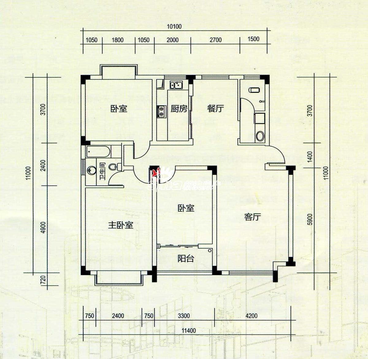 兰海花园三期  3室2厅2卫   7000.00元/月