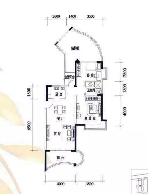 美丽新海岸  2室1厅1卫   300.00万客厅