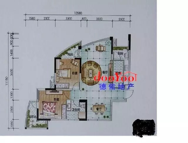 鲁能三亚湾美丽MALL  3室2厅1卫   400.00万客厅