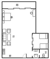 兰海花园三期  1室1厅1卫   230.00万客厅